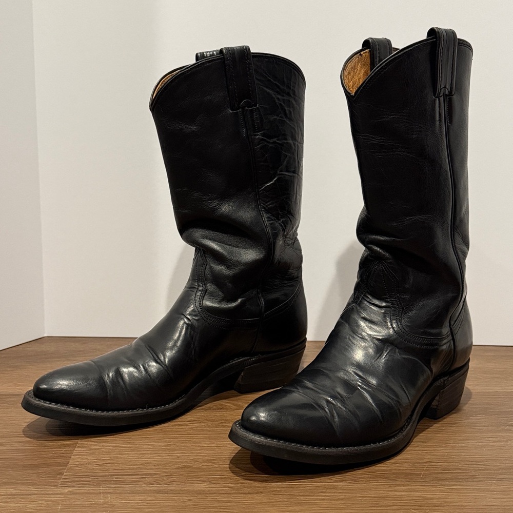 Nocona Black Leather Western cowboy Boots size 9 1/2 - Picture 7 of 13